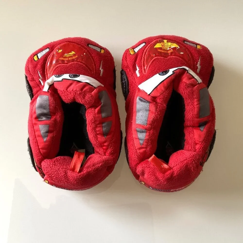 Disney Lightning McQueen Plush Slippers Unisex EUC